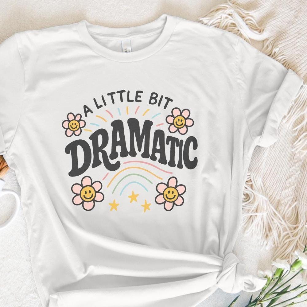 A Little Bit Dramatic PNG, Cute Retro Flowers and Rainbow Digital Art -