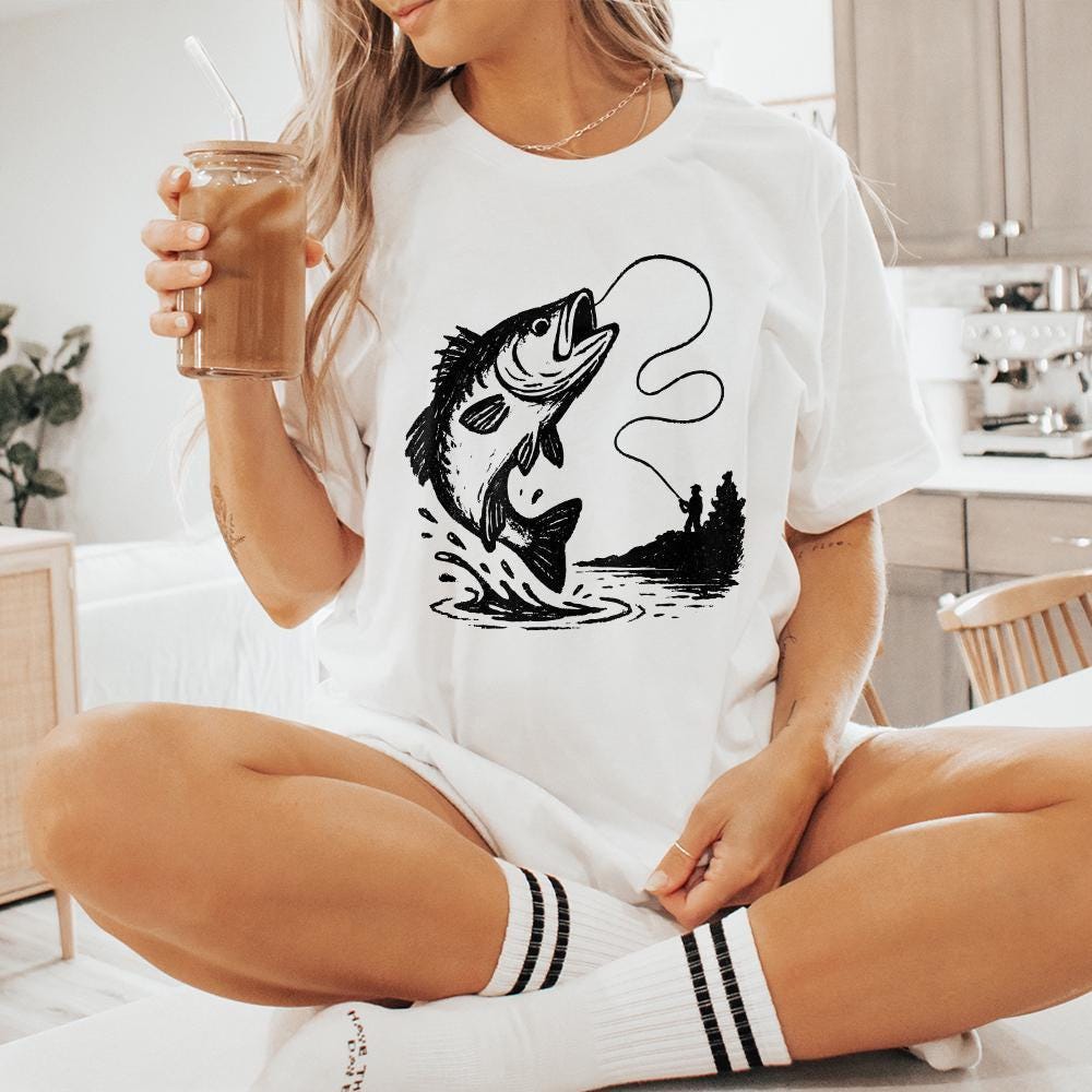 Large Mouth Bass PNG, Fishing Clipart - 300 DPI Design for T-Shirt