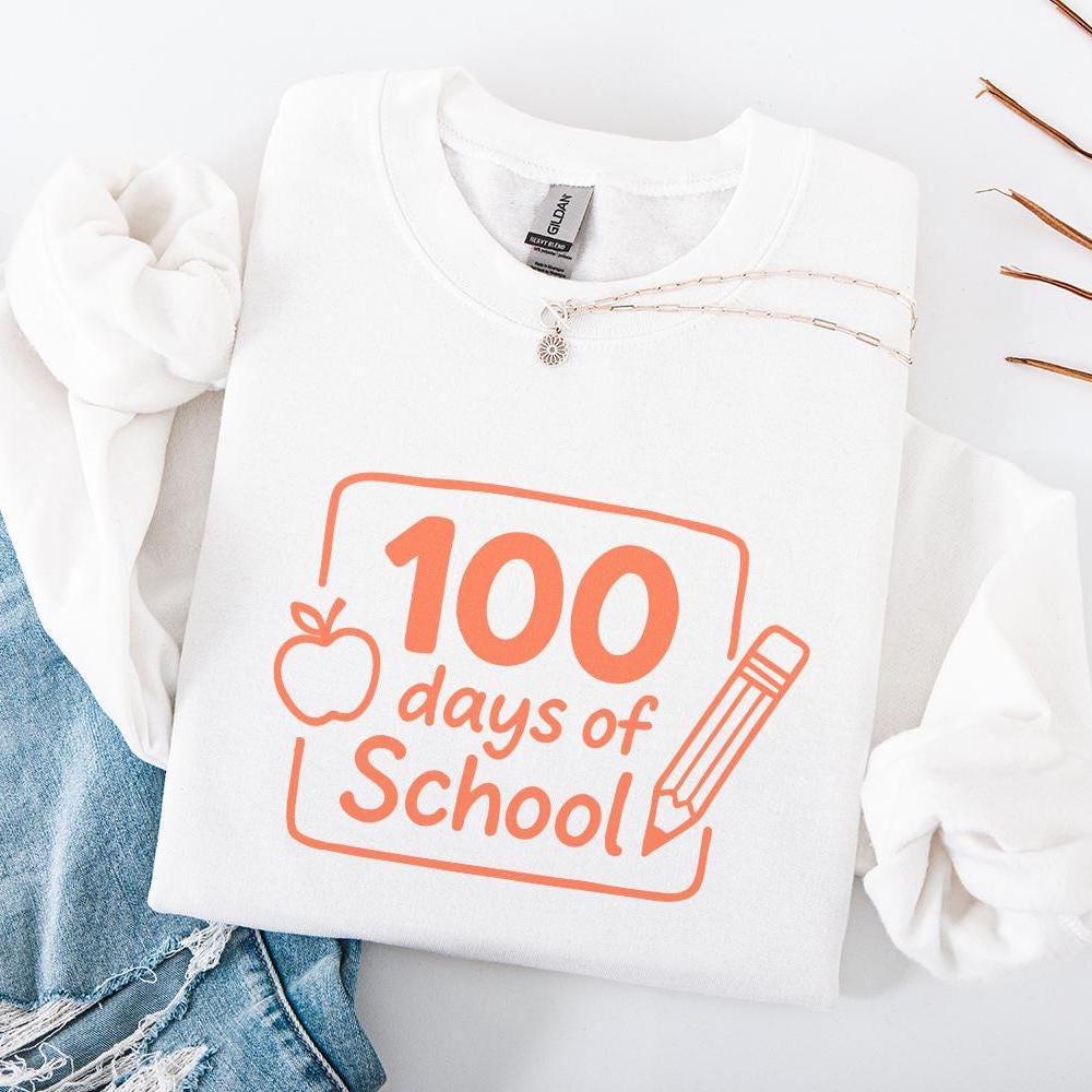 100 Days Of School PNG, Cute Apple And Pencil Digital Download - 300 DPI