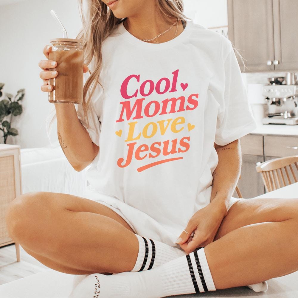 Cool Moms Love Jesus PNG, Christian Mom Shirt PNG - 300 DPI Design for