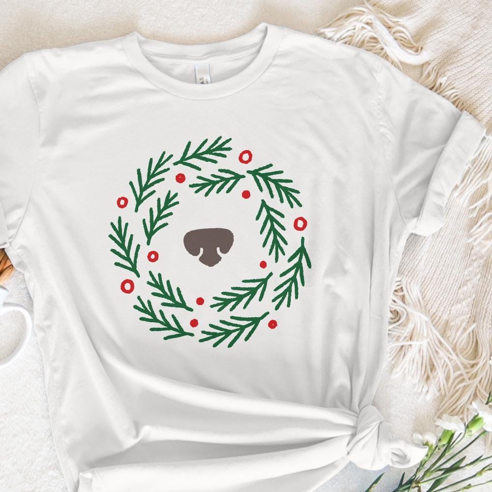 Wreath Bear Nose PNG, Cute Christmas Wreath PNG - 300 DPI Design for