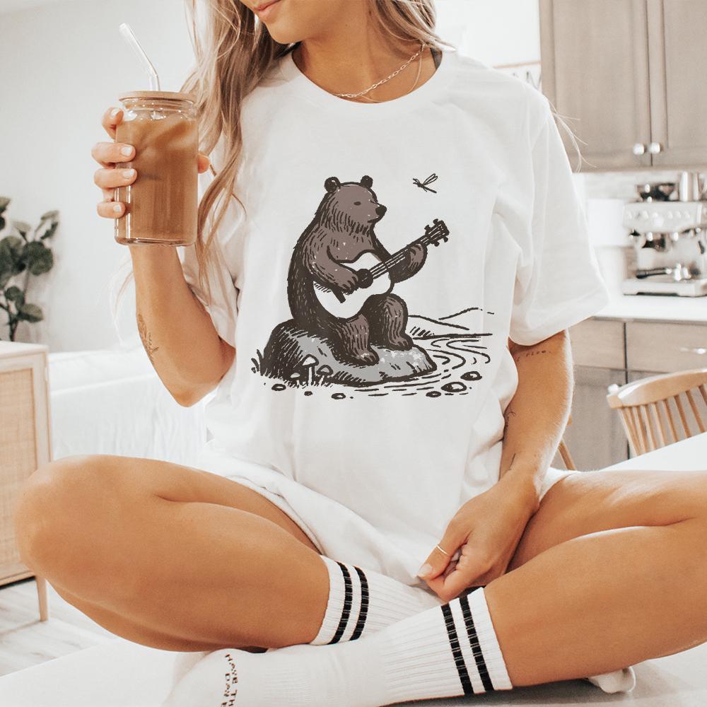Bear With Guitar PNG, Guitarist Bear - 300 DPI Design for T-Shirt