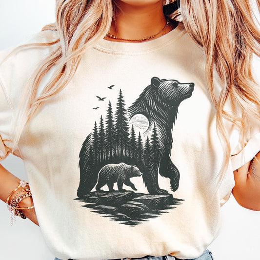 Bear Forest PNG Digital Download, Wilderness Wildlife PNG - 300 DPI