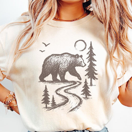 Bear In Forest Path PNG, Wilderness Animal PNG Download - 300 DPI Design