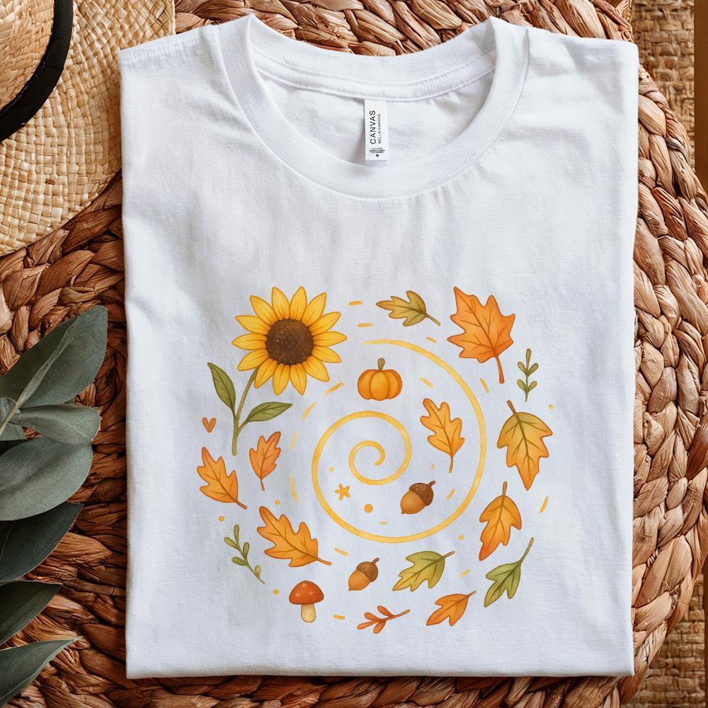 Autumn Leaves Pumpkin Sunflower PNG, Cute Fall Acorn Mushroom Clipart -