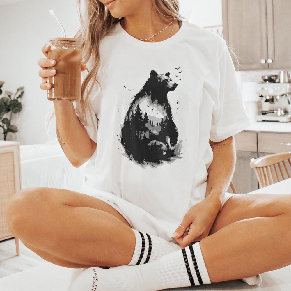 Bear Forest Wilderness PNG, Wildlife Nature Bear PNG - 300 DPI Design for