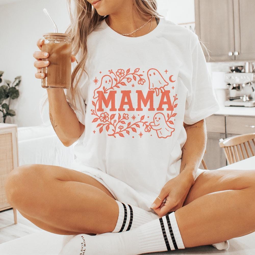 Mama Ghost PNG, Cute Halloween Mama Shirt PNG - 300 DPI Design for T-Shirt