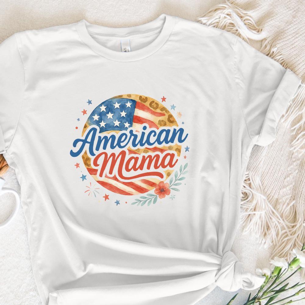 4th of July PNG, Retro American Mama Sublimation Design - 300 DPI Design