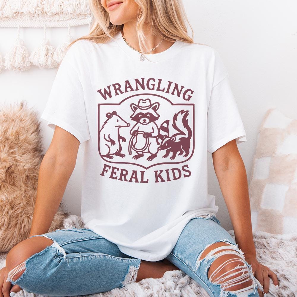 Wrangling Feral Kids PNG, Raccoon Feral Shirt - 300 DPI Design for T-Shirt
