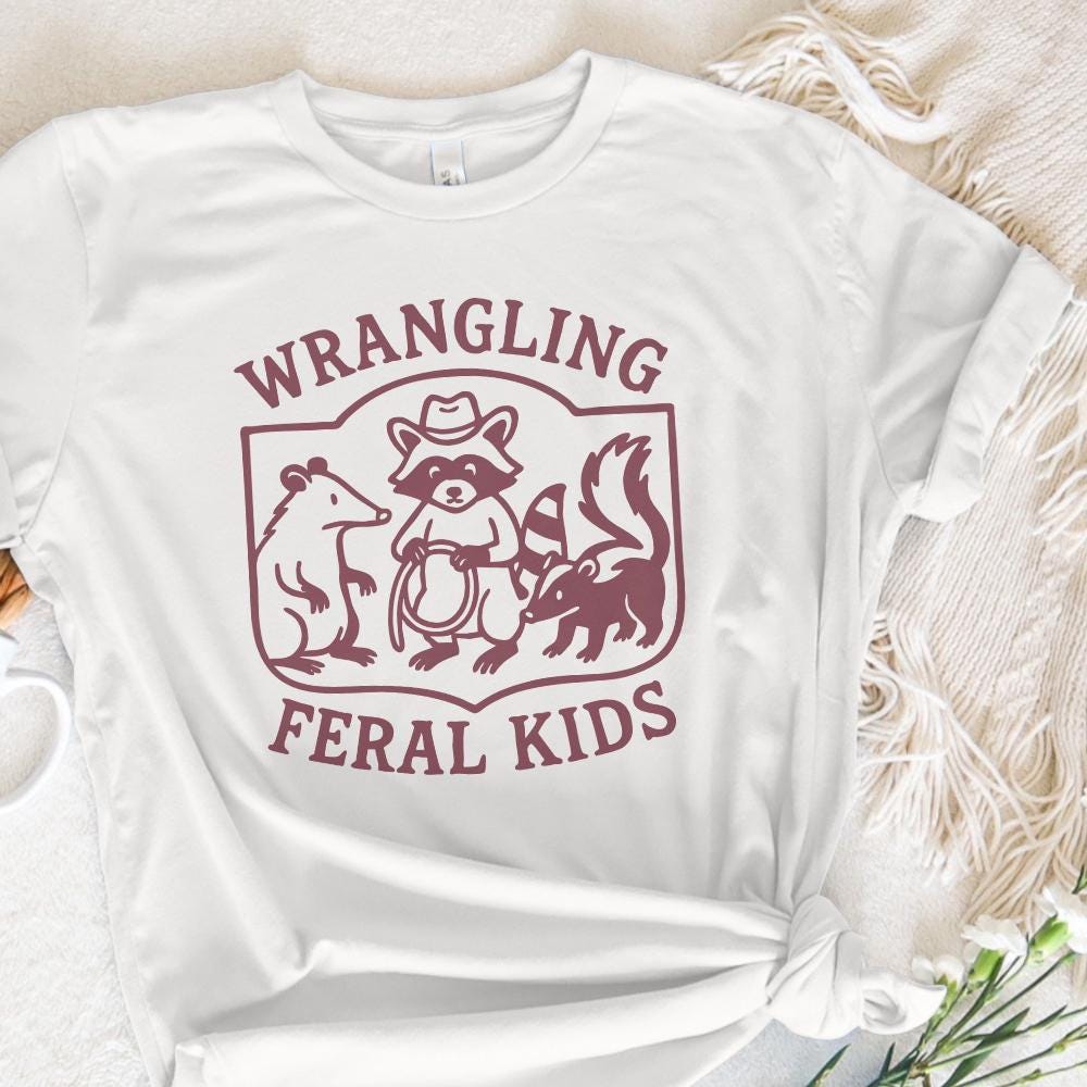 Wrangling Feral Kids PNG, Raccoon Feral Shirt - 300 DPI Design for T-Shirt