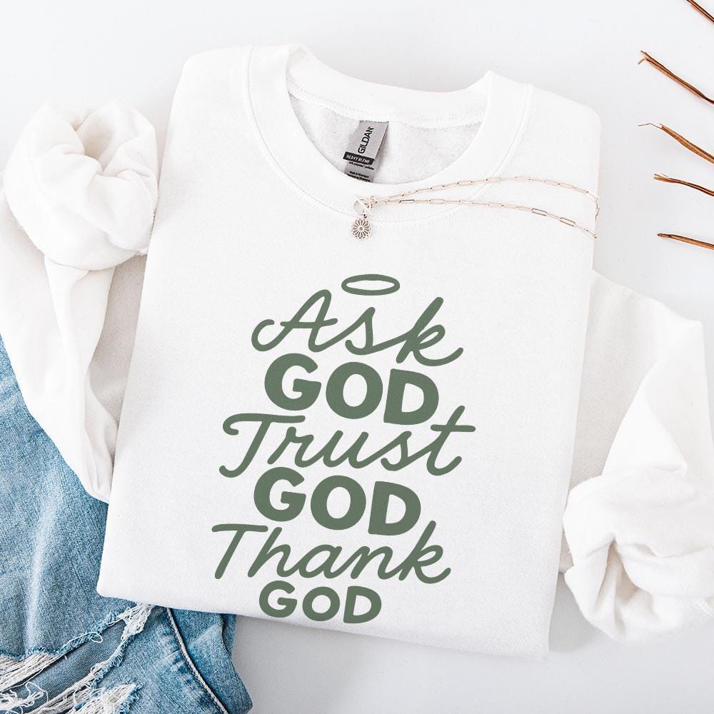 Ask God Tell God Thank God png, Christian Religious Quote Digital