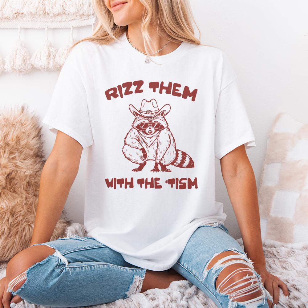 Autism Awareness Rizz 'Em With 'Tism PNG, Funny Raccoon Meme Digital File