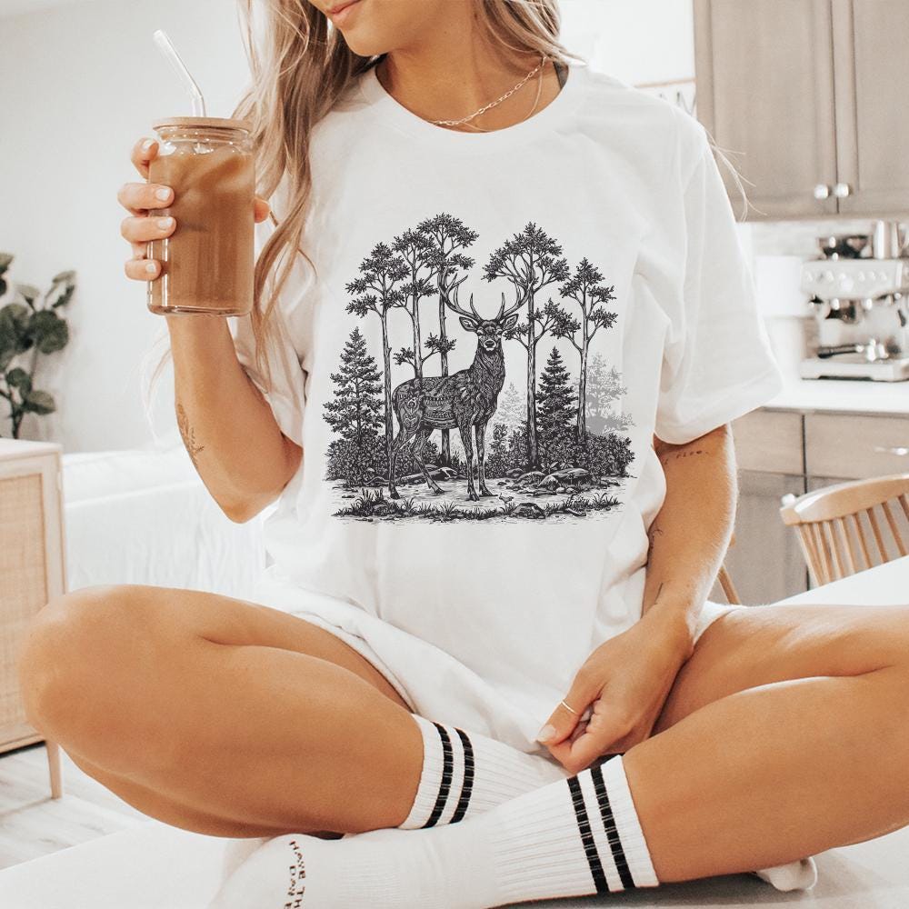 Majestic Deer PNG, Deer Art - 300 DPI Design for T-Shirt