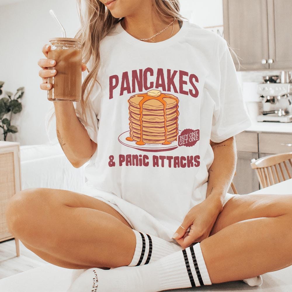 Pancakes and Panic Attacks PNG, Funny Retro Sublimation - 300 DPI Design