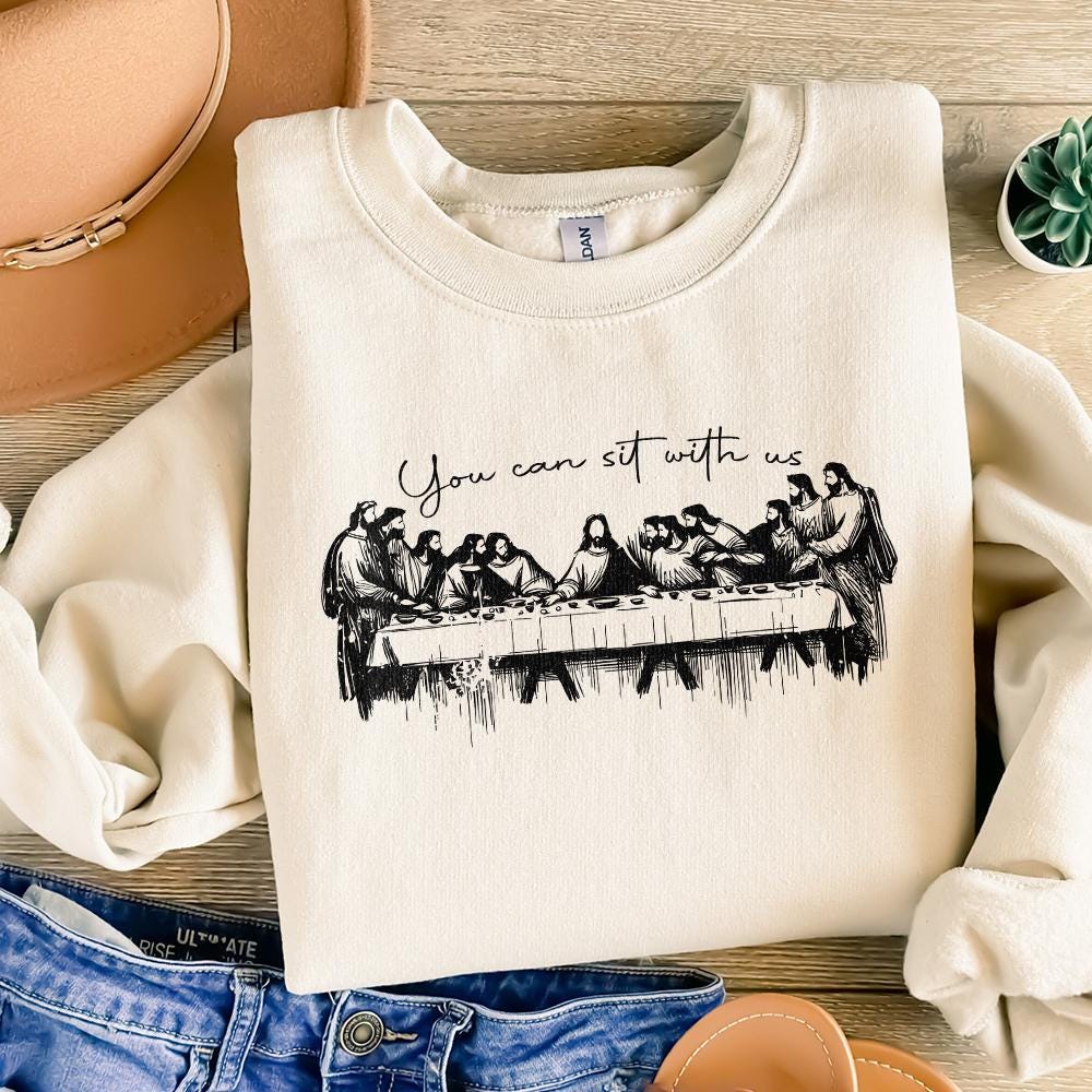 You Can Sit With Us Christian png, Jesus Line Art - 300 DPI Design for