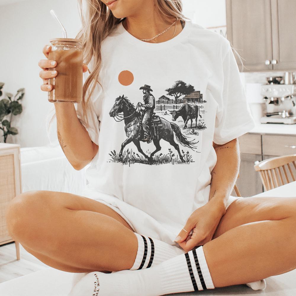 Cowboy Horse png, Vintage Wrangler PNG - 300 DPI Design for T-Shirt