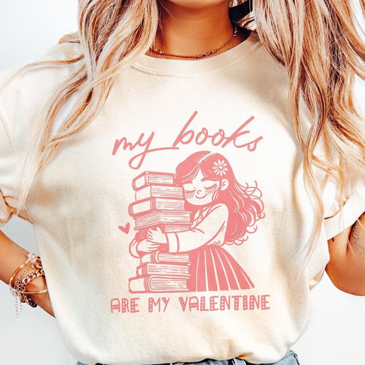 Books are My Valentine PNG, Cute Book Lover Girl Design - 300 DPI Design