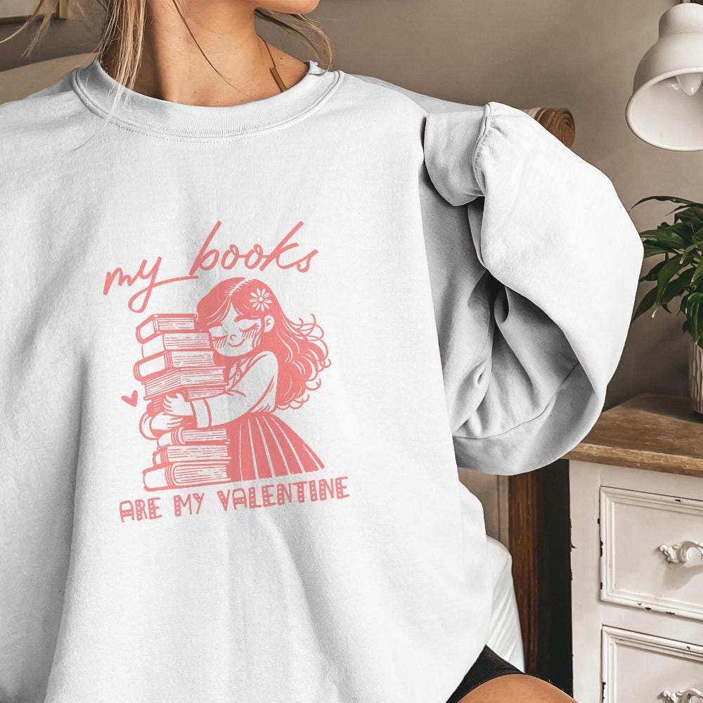 Books are My Valentine PNG, Cute Book Lover Girl Design - 300 DPI Design