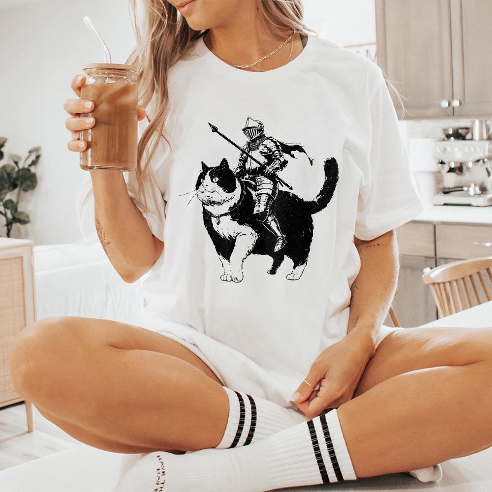 Knight Cat Fantasy Art PNG, Medieval Art Design - 300 DPI Design for