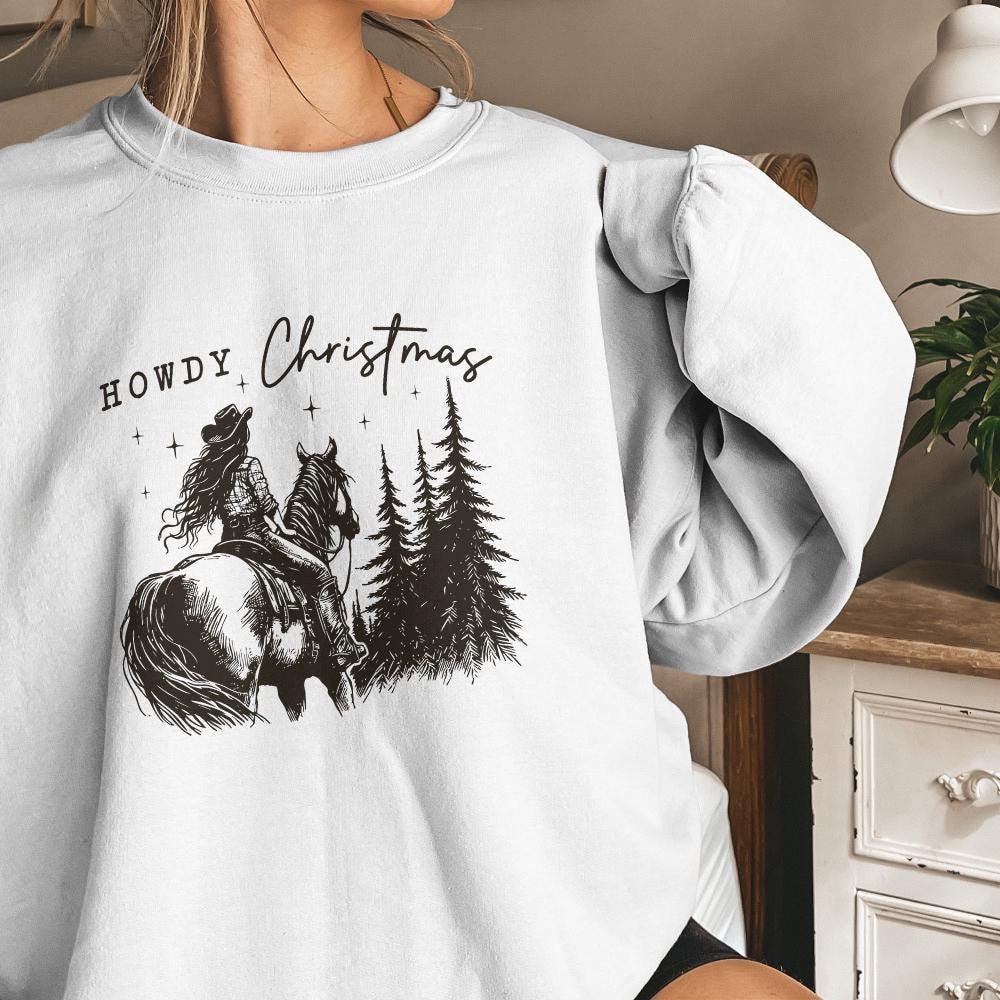 Cowgirl Christmas PNG, Vintage Western Christmas PNG - 300 DPI Design for