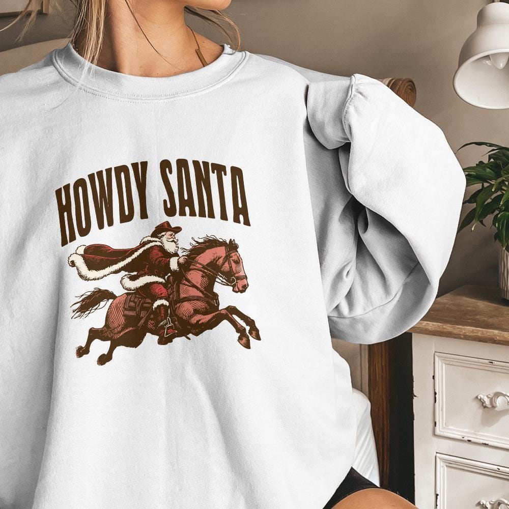 Howdy Santa PNG Digital Download, Western Christmas Design - 300 DPI