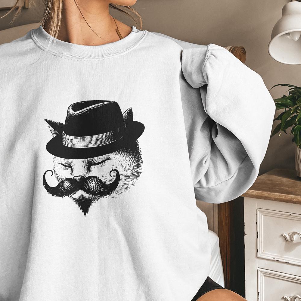Cute Vintage Gentleman Cat, Handdrawn Style Cat - 300 DPI Design for