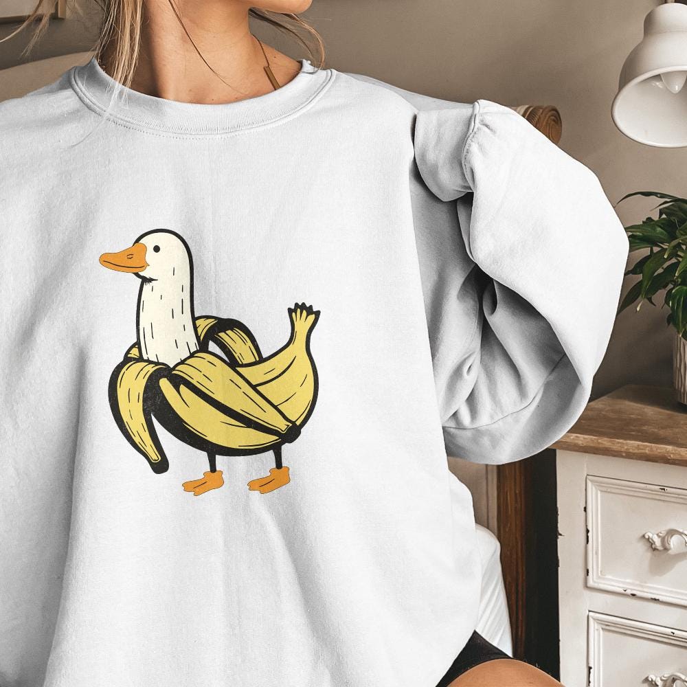 Funny Banana Duck PNG, Cute Banana Duck Sublimation - 300 DPI Design for