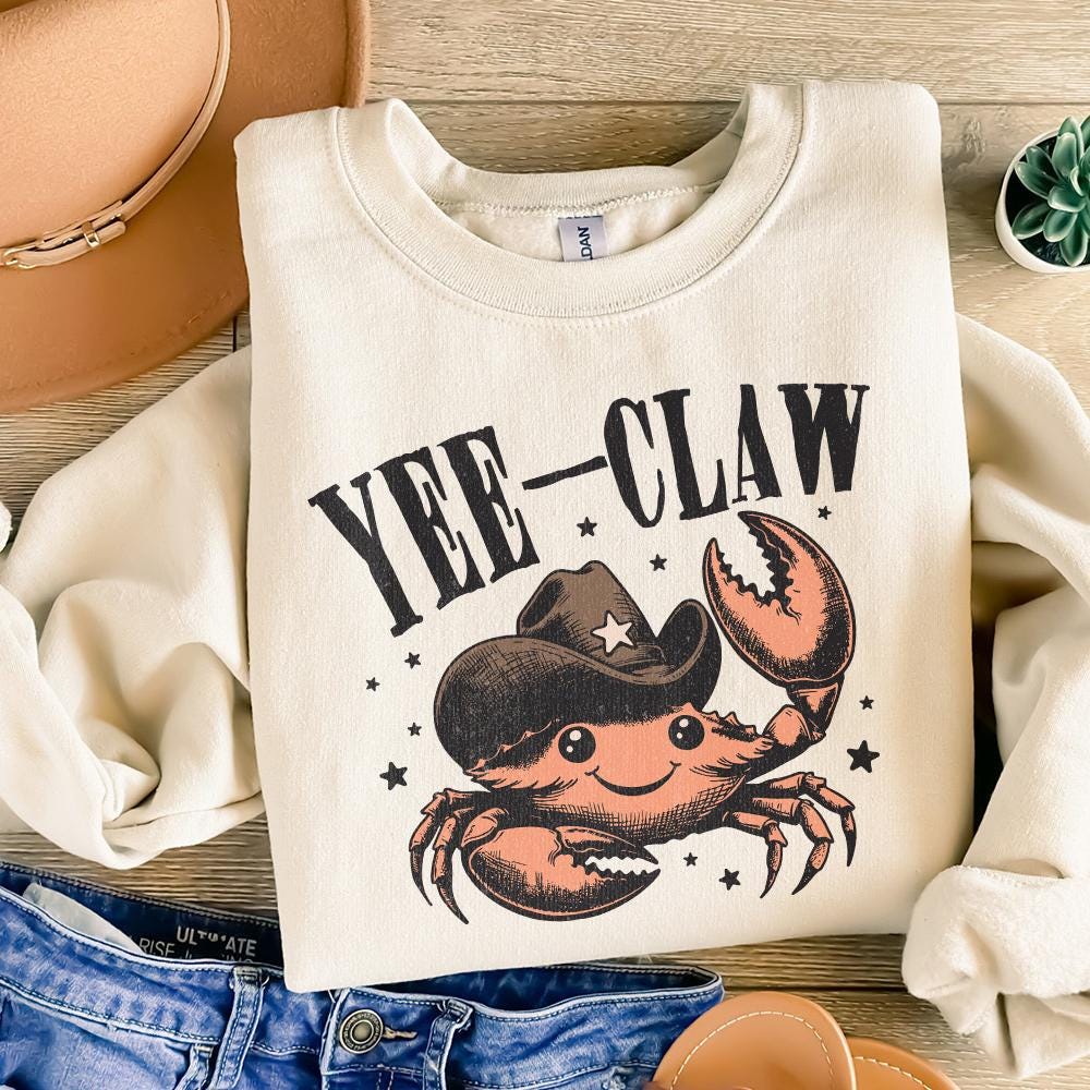 Yee Claw Crab png, Funny Cowboy Crab - 300 DPI Design for T-Shirt