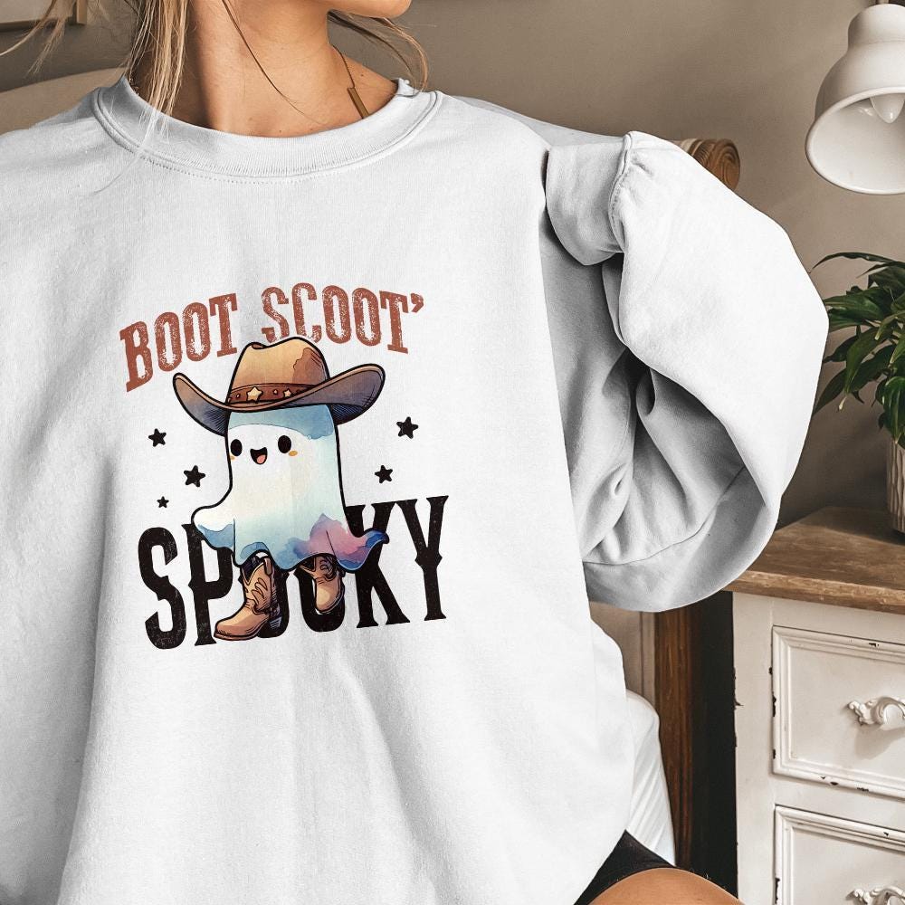 Boot Scoot Spooky PNG, Western Ghost PNG - 300 DPI Design for T-Shirt