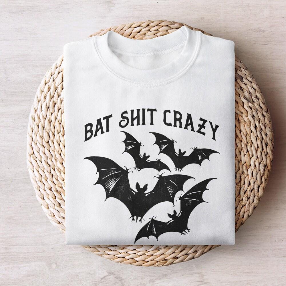 Halloween Bat Shit Crazy Gothic Coquette Bow Png, Retro Halloween Png -