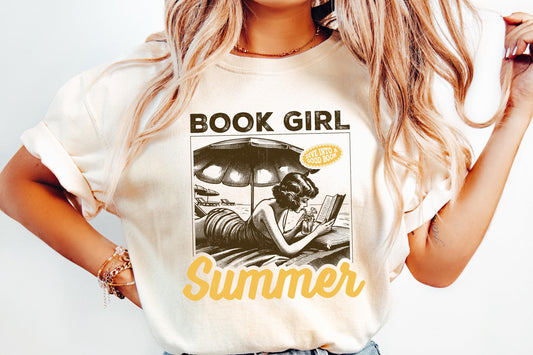 Book Girl Summer PNG, Beach Book Lover - 300 DPI Design for T-Shirt