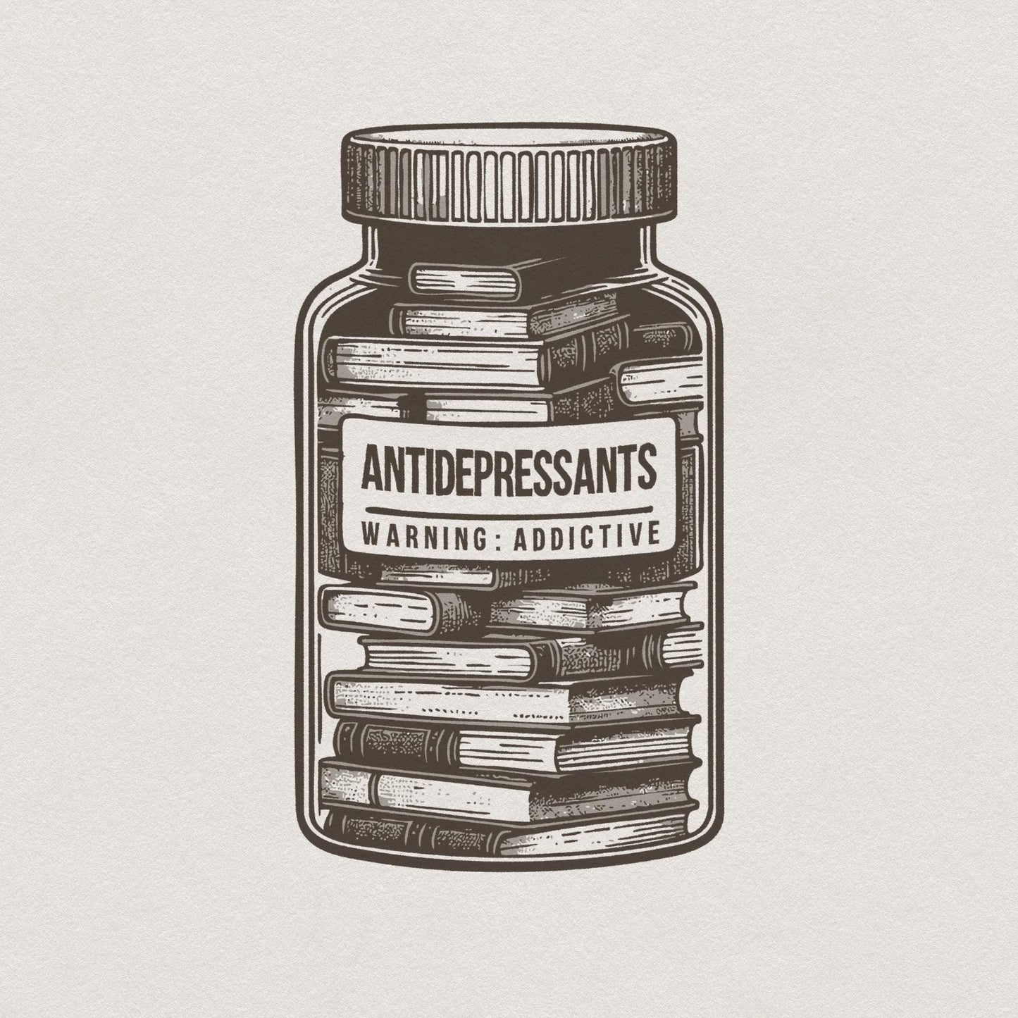 Antidepressant Book Lover PNG, Cute Bookish Sticker Design - 300 DPI