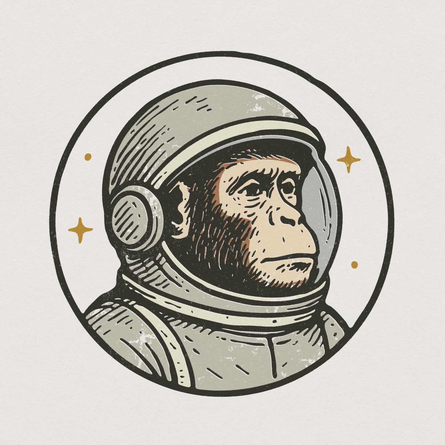 Monkey Astronaut PNG, Space Animal T-Shirt Design - 300 DPI Design for