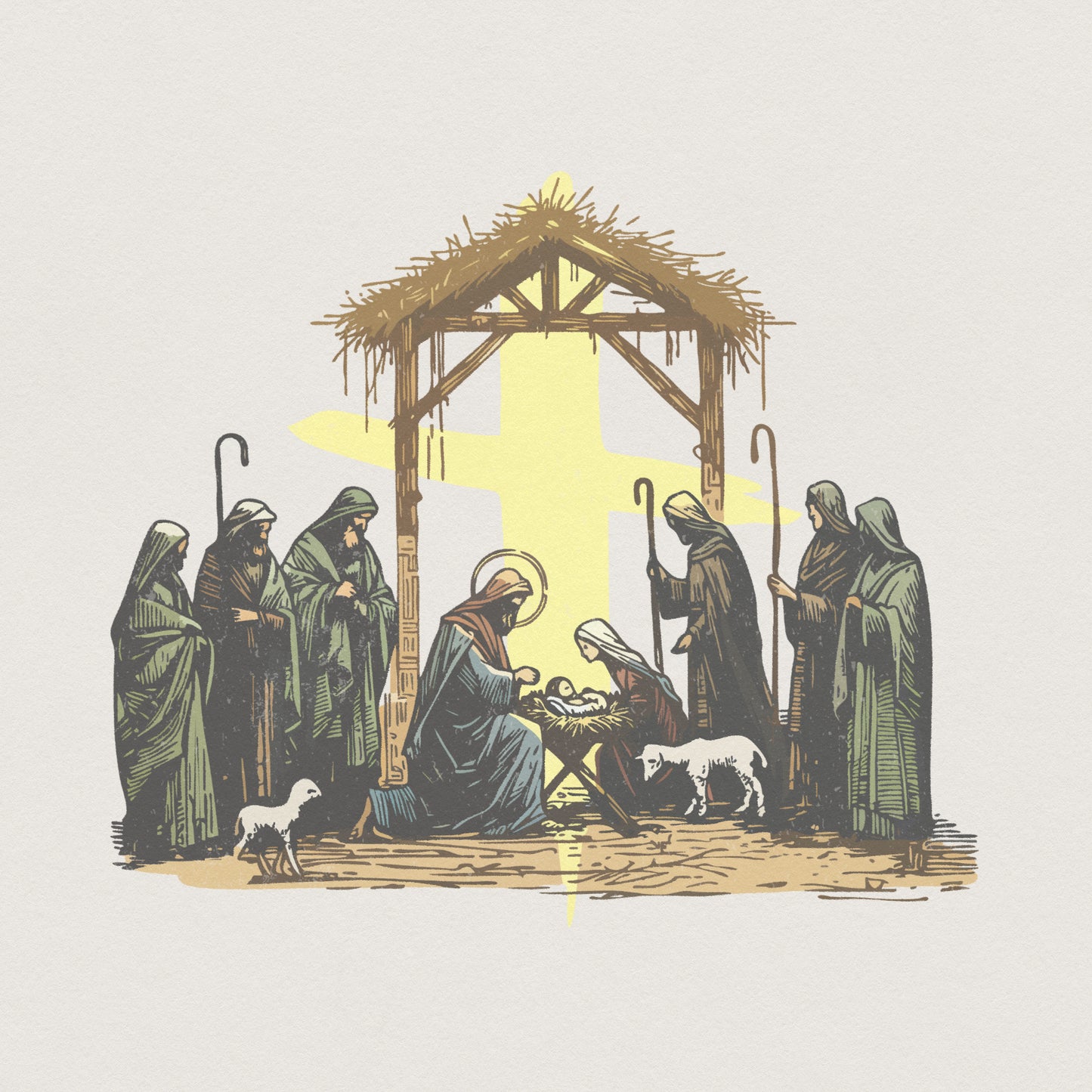 Nativity Scene PNG, Holy Family Digital Art, Christmas Religious Shirt