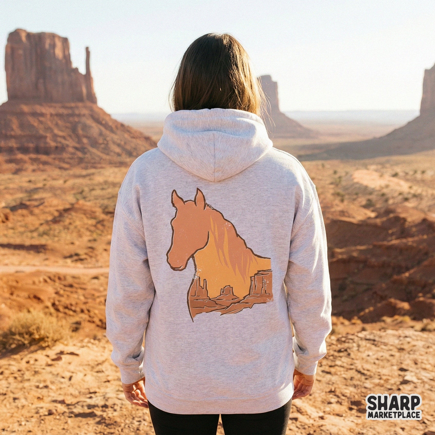 Western Horse Silhouette PNG, Desert Sunset T-Shirt Design - 300 DPI