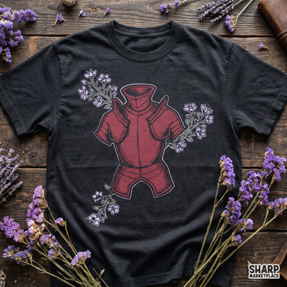 Vintage burgundy knight armor with floral branches sublimation PNG graphic for dark academia shirts and apparel