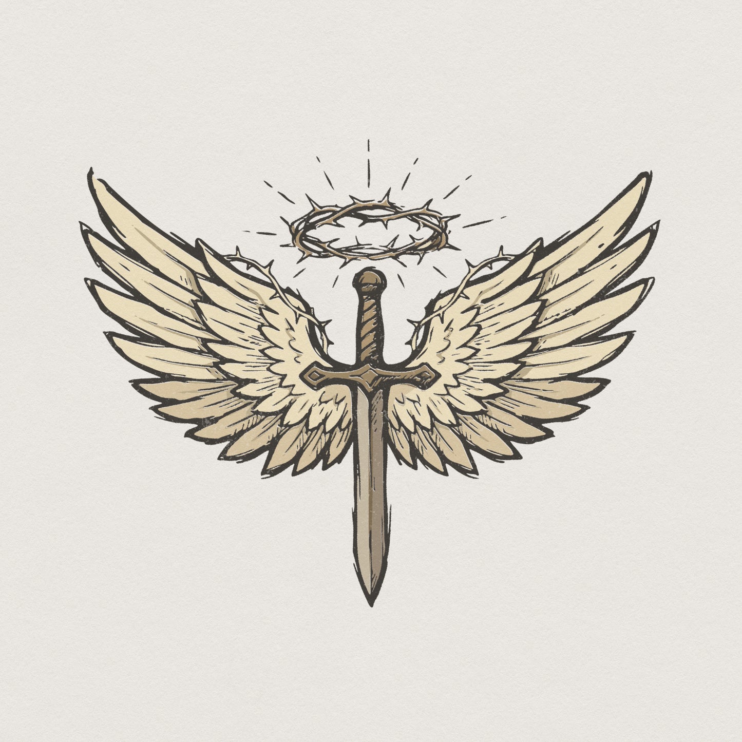 Angel Sword PNG, Angel Wings Art - 300 DPI Design for T-Shirt