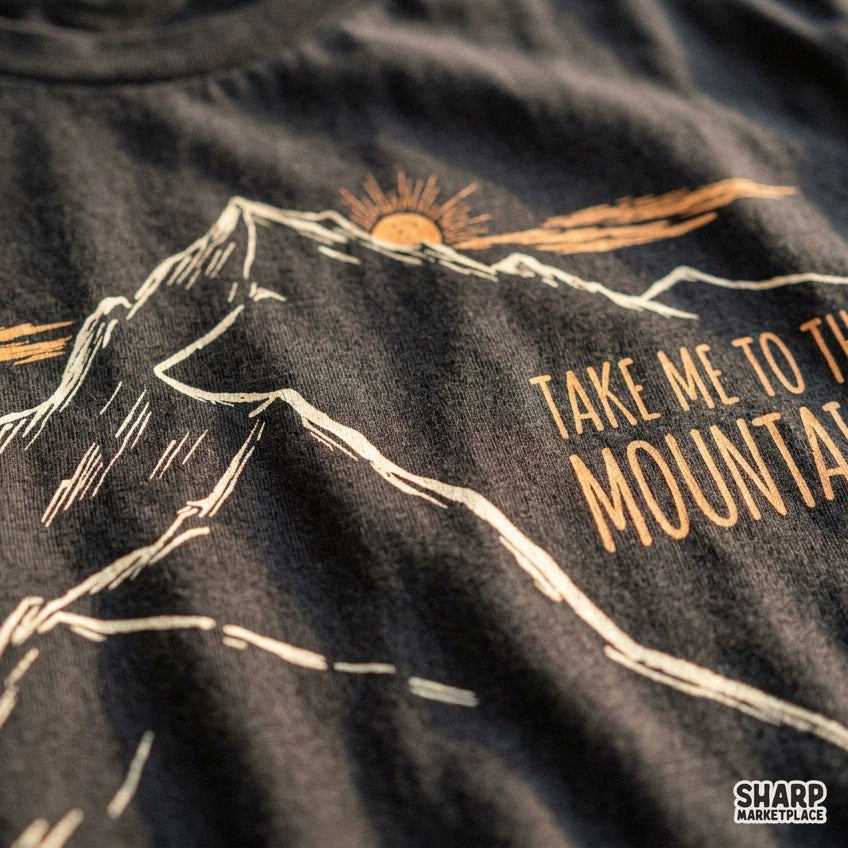 Retro take me to the mountains nature illustration for outdoor lovers and hiking camping t-shirt designs