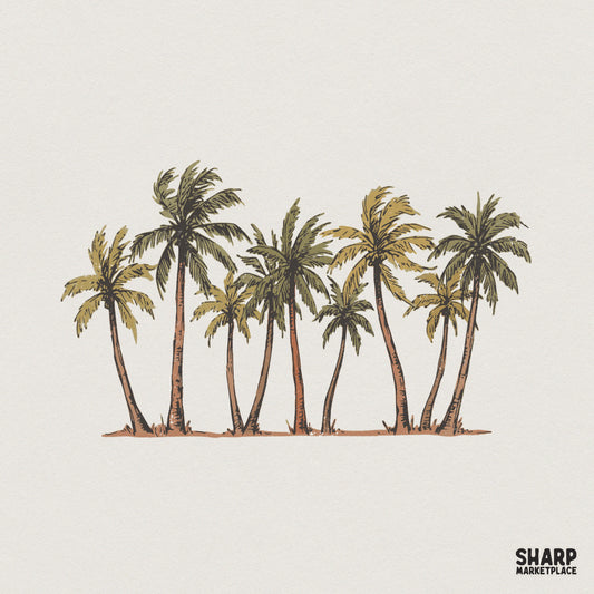 Tropical Palm Tree PNG, Beach Summer Shirt - 300 DPI Design for T-Shirt