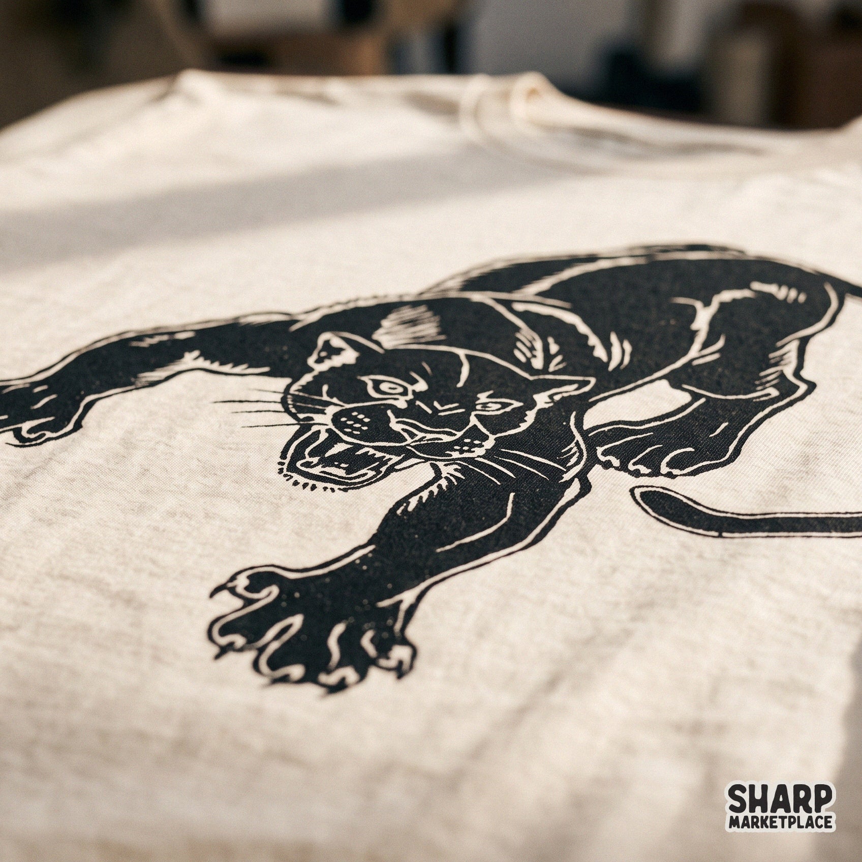 Traditional tattoo style crouching black panther vintage graphic for streetwear t-shirt streetwear png print