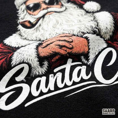 Cool vintage Santa Claus wearing sunglasses with pipe retro Christmas PNG for funny holiday t-shirts
