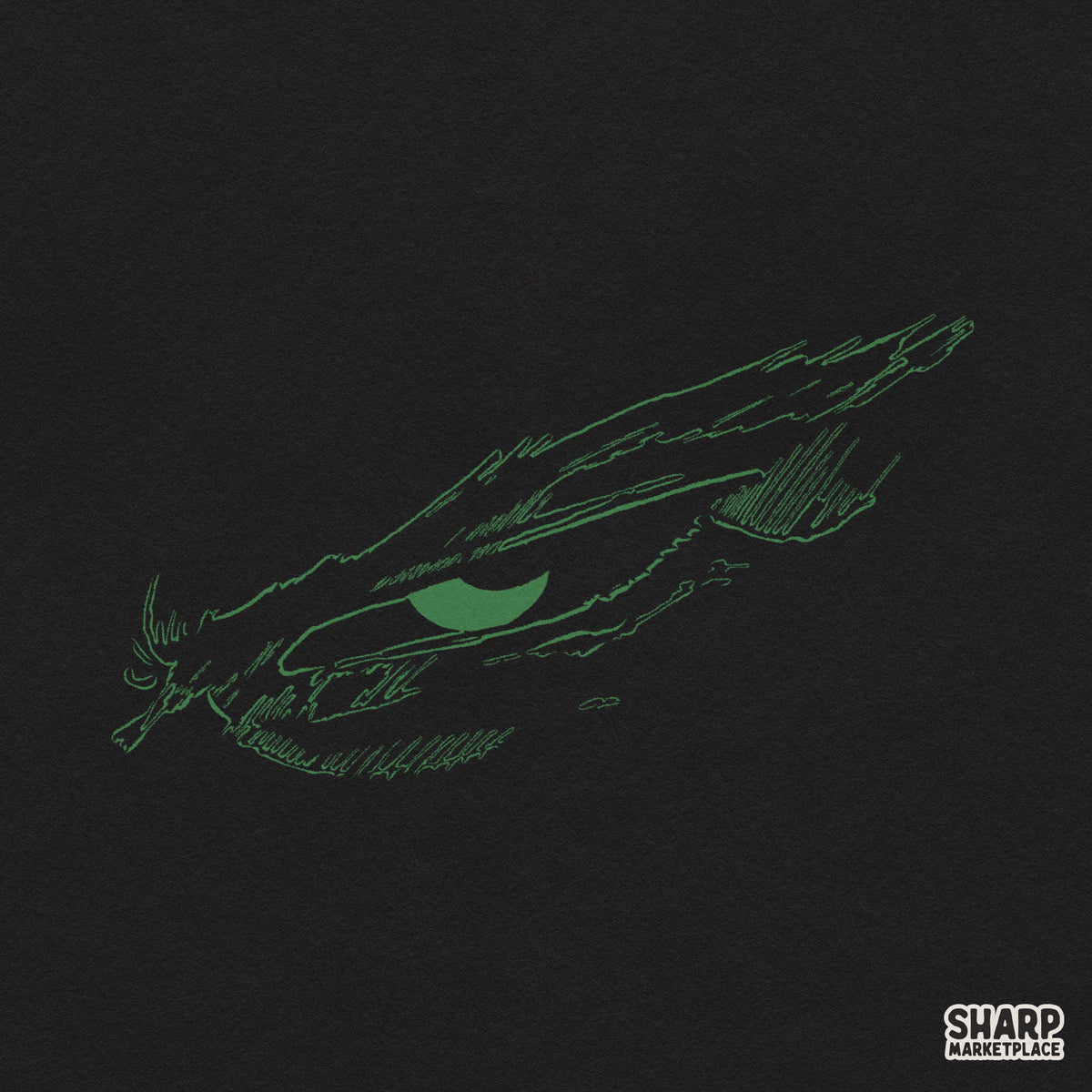 Intense Eye Sketch With Green Iris Trendy Artwork for