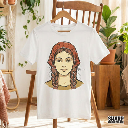 Boho Woman With Braids PNG, Hand Drawn Girl Portrait Art - 300 DPI Design
