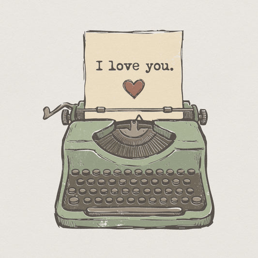 I Love You Typewriter PNG, Vintage Valentine Digital Download - 300 DPI