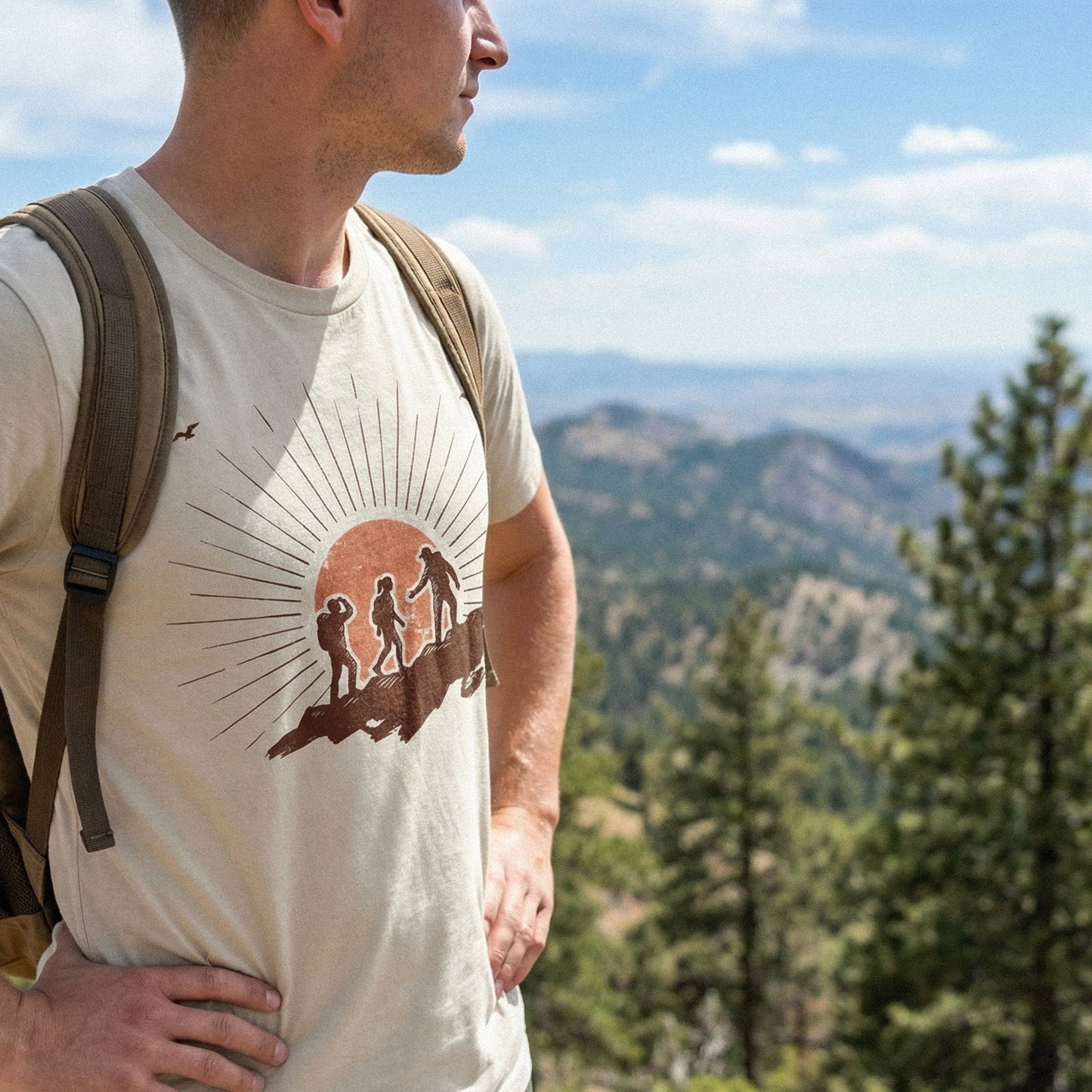 Hiking Adventure PNG, Sunrise Mountain Hikers Clipart - 300 DPI Design