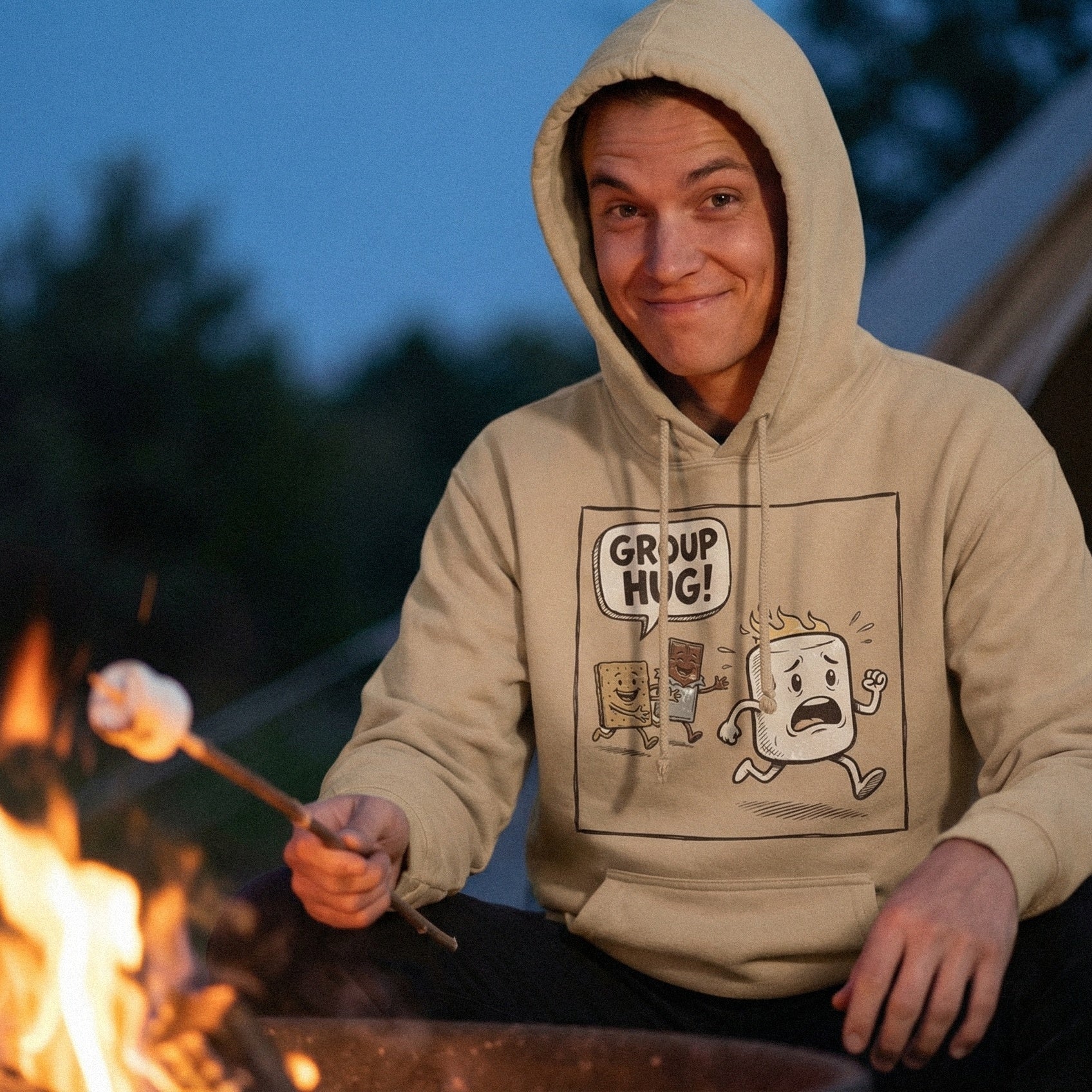 Group Hug! PNG, Funny S'mores Marshmallow Digital Download - 300 DPI