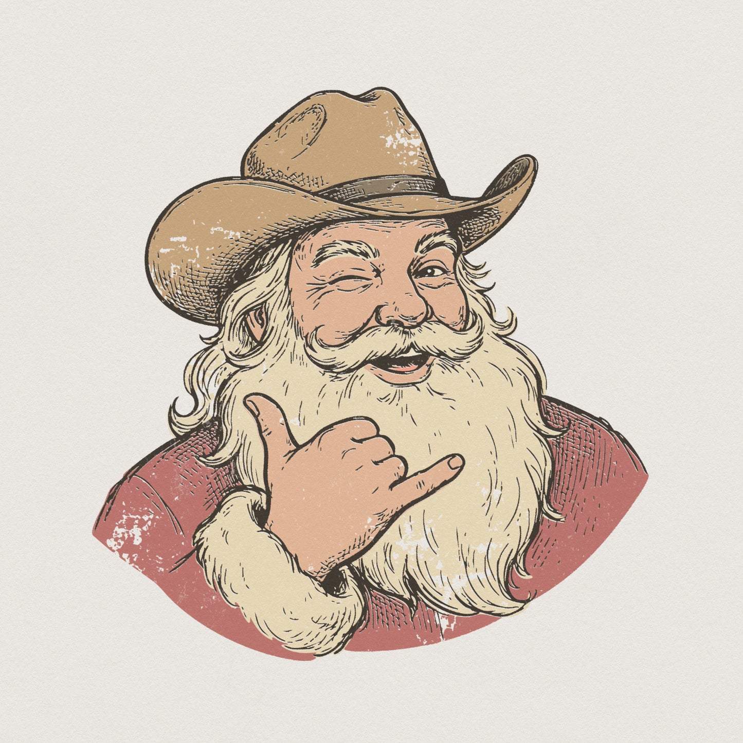 Santa Cowboy PNG, Western Christmas Clipart - 300 DPI Design for T-Shirt