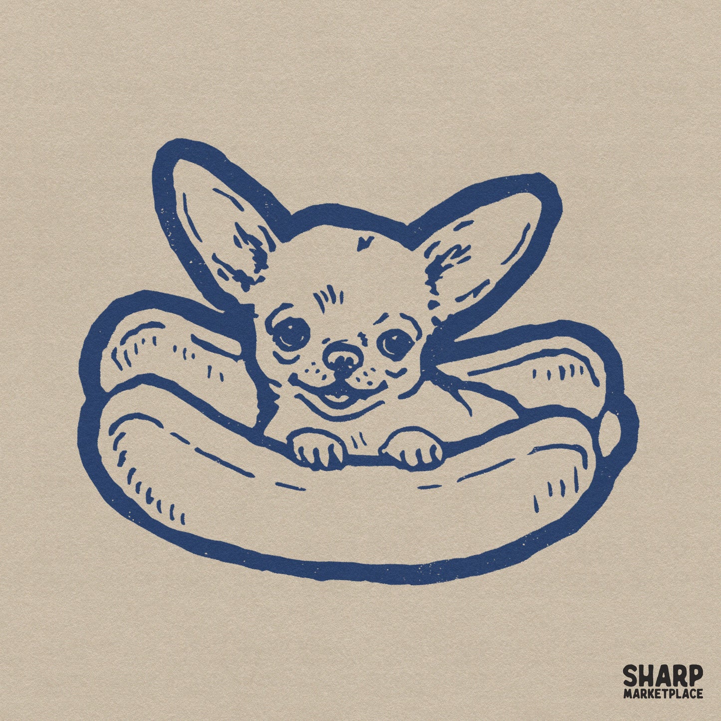 Cute chihuahua puppy in a hot dog bun retro design for funny shirt png print on demand gifts and animal lovers