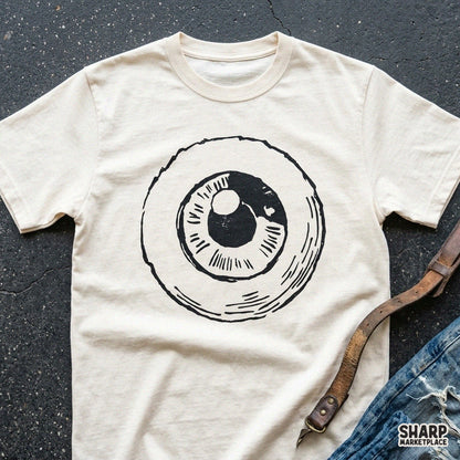 Mystic Eyeball Woodcut Graphic Artwork, Trendy Shirt PNG