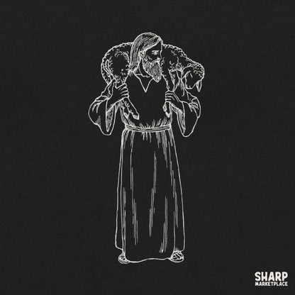The Good Shepherd Carrying Twin Sheep Sketch, Faithful